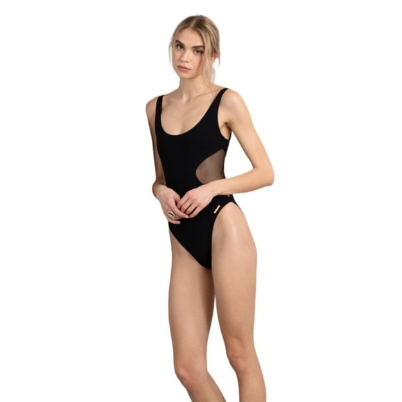Vince Camuto Mesh Insert Black One Piece Swimsuit - Picture 6 of 15